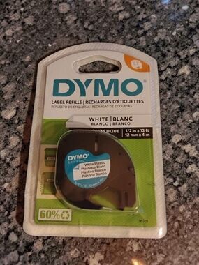 DYMO LetraTag White Plastic Label Maker Tape Refill Cassette - NWT